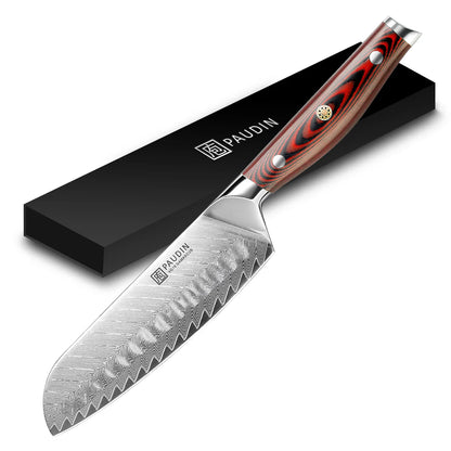 Plume Luxe 7" Santoku Knife, Damascus