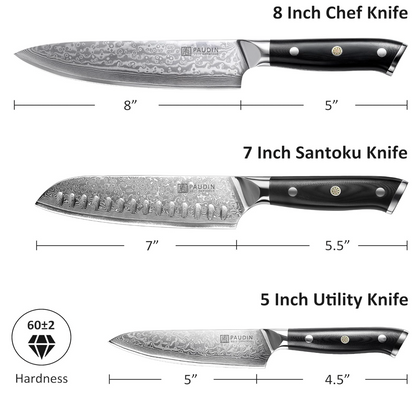 Cloud Premium 3-in-1 box knife set, Damascus