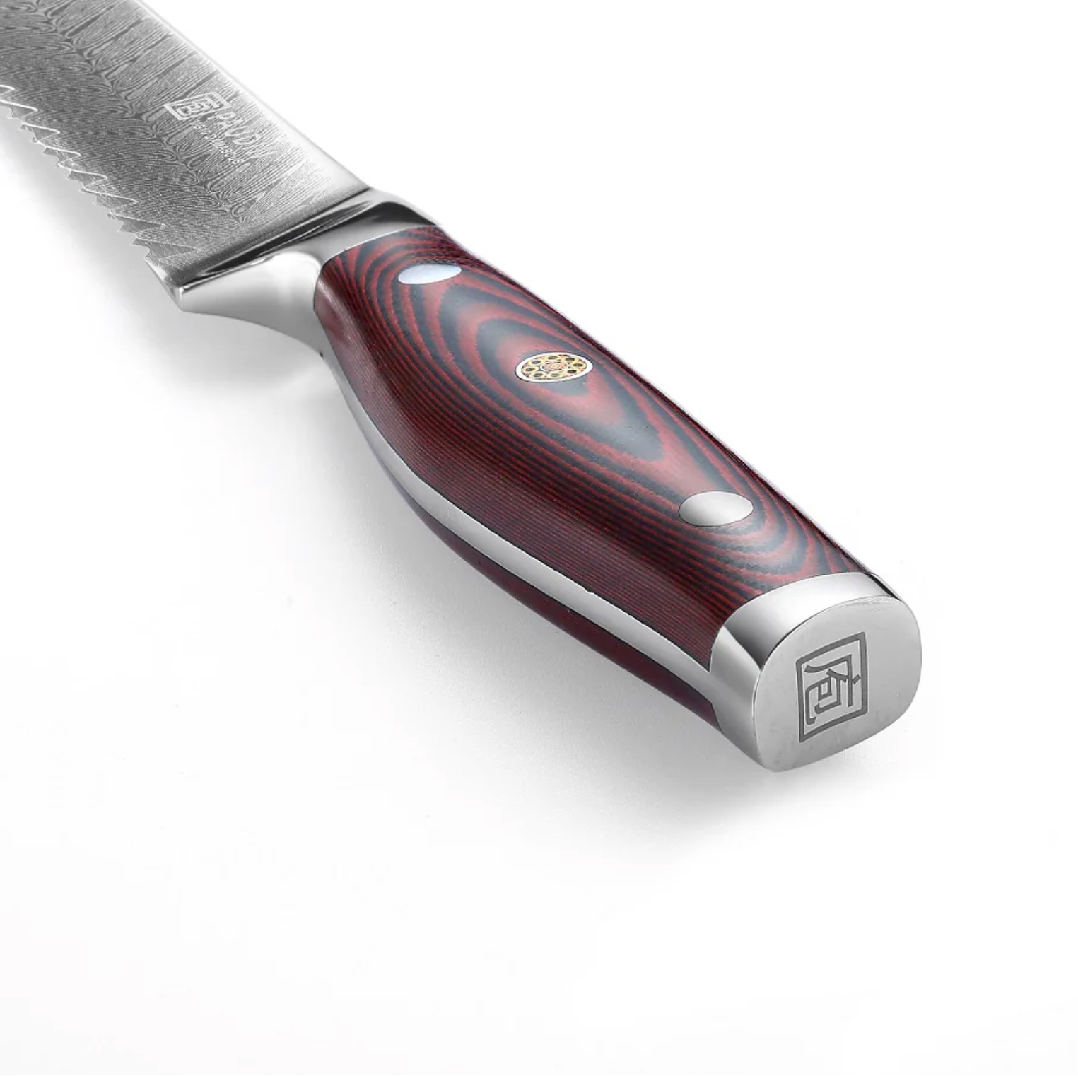 Knife with a wooden handle on a white background