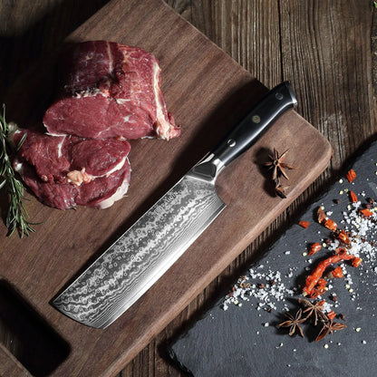 Cloud Premium 7" Nakiri Knife, Damascus