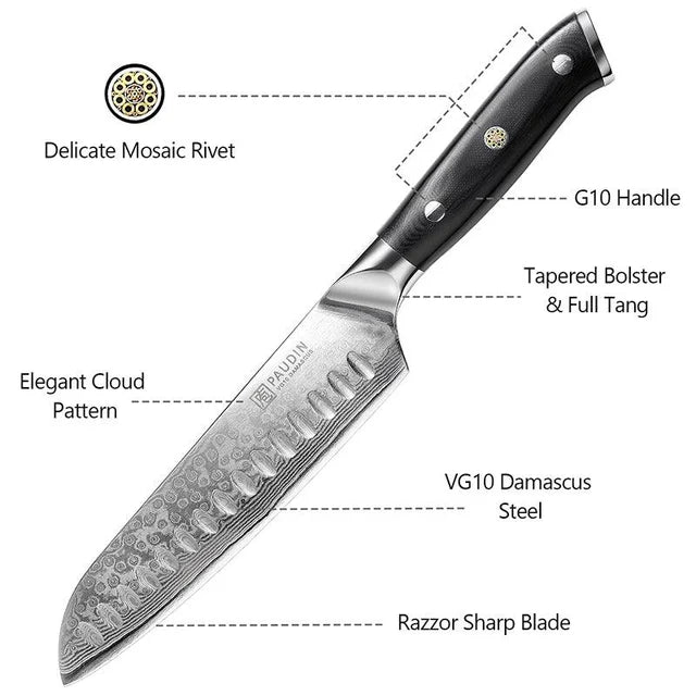 DAMASCUS, Cloud Premium 7" Santoku Knife