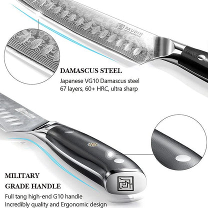 Cloud Premium 7" Santoku Knife, Damascus