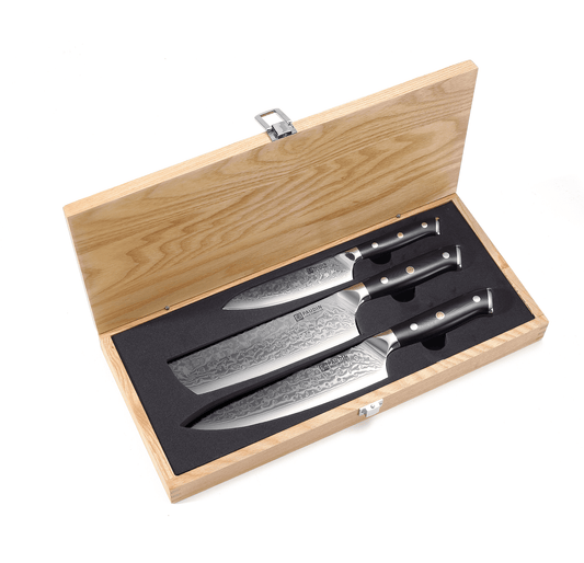 DAMASCUS, Cloud Premium 3-in-1 box knife set